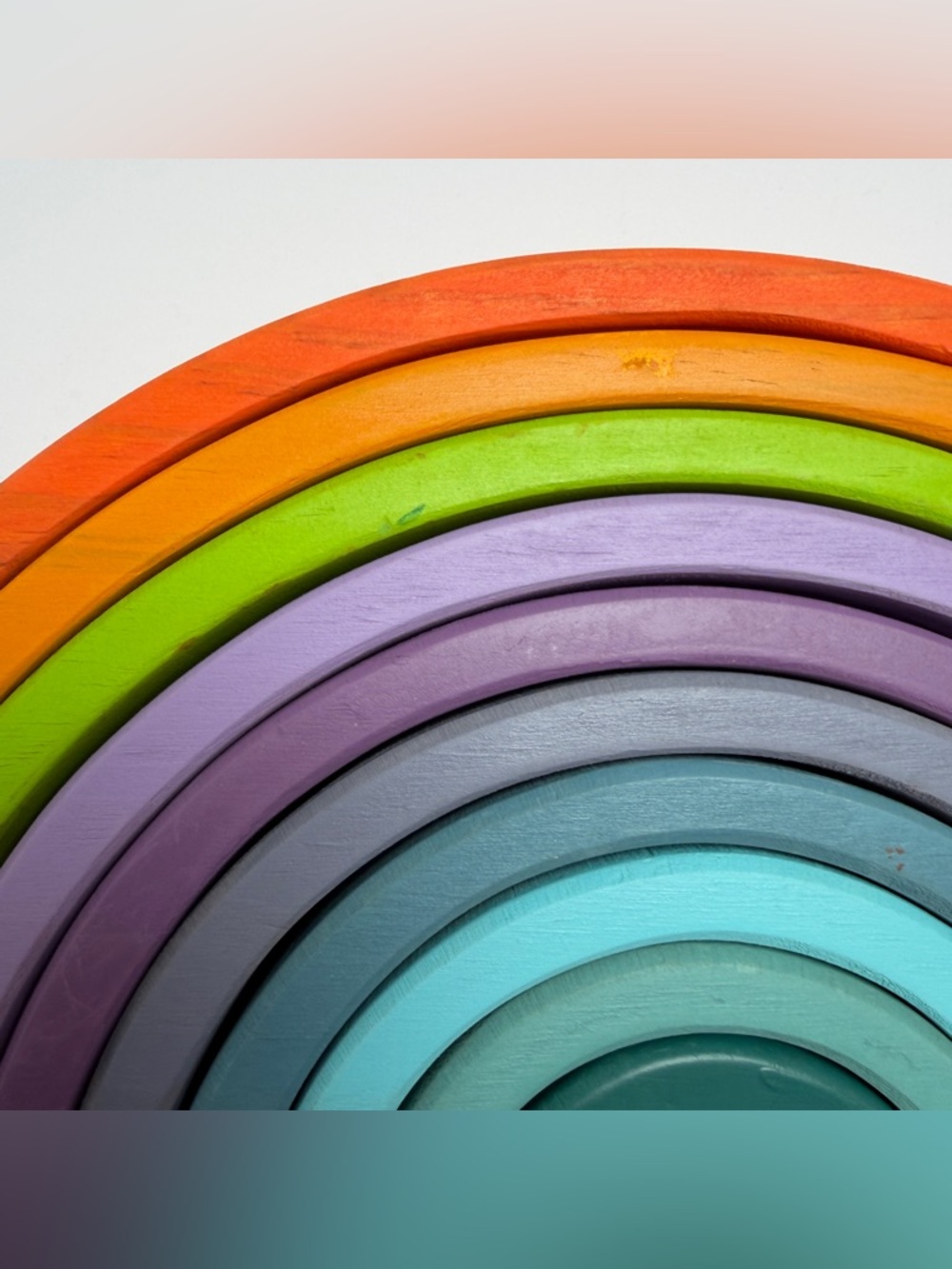 Wooden Rainbow Stacking Toy in Bright Multicolor(Sample—defective.⚠️） - Picture 3 of 11